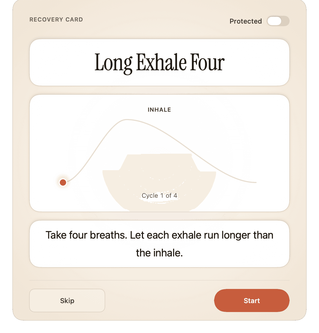 Recovery card stage 1: Start