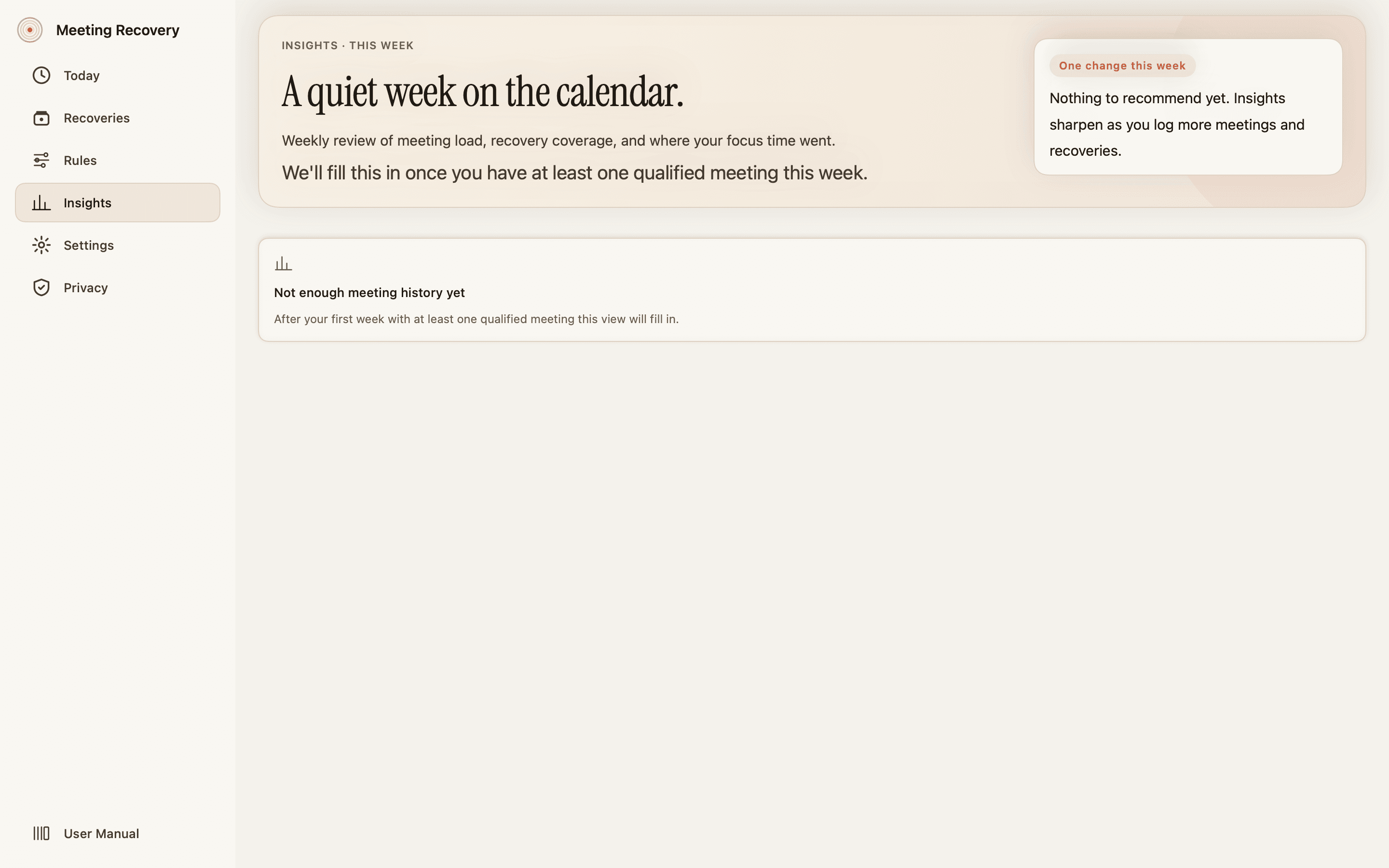Screenshot of Weekly insights