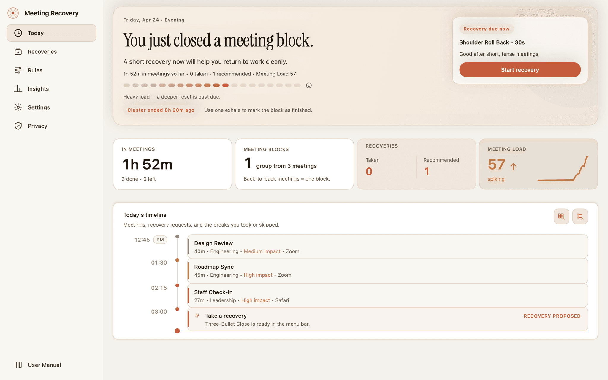 macOS Today dashboard (light)